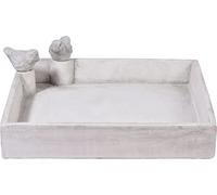 dobar® 12979e - Abbeveratoio Quadrato per Uccelli carré - Grande Bagno per Uccelli in Cemento, per Uccelli Selvatici - Abbeveratoio per Giardino/terrazza/Balcone - 29 x 29 x 5 cm - Bianco