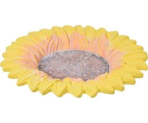 dobar® 12980e - Abbeveratoio per uccelli selvatici Fiore, grande, in cemento, 30,5 x 30,5 x 4 cm, colore: Giallo