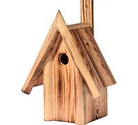 dobar 13071e - Casetta per nidificazione per Uccelli Selvatici, in Legno Massiccio, con Tetto di canne, 25 x 17,5 x 33 cm, fiammata