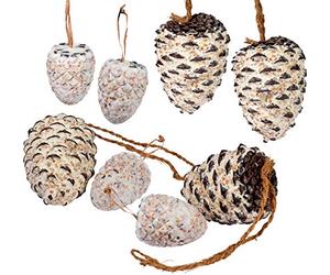 dobar 24104e - Mix di mangime per Uccelli, da Appendere, 4 pigne giganti e 4 pigne Piccole (ca. 120 g, Colore: Bianco