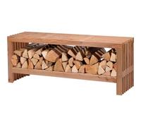 dobar 29109FSCe - Panchina da giardino Freja con scomparto per legna da ardere, moderna panca con spazio di archiviazione, robusto legno di Douglas con vernice protettiva, panca in legno dal design moderno, 115 x 30 x 45 cm