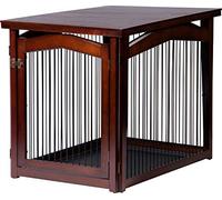dobar® 35247 - Gabbia Multifunzione per Cani, Taglia L, con Superficie del Tavolo, Cuccia per Interni, in Legno Massiccio, griglia di intercettazione, 110 x 86 x 19,5 cm, Colore: Marrone