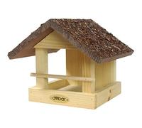 dobar 38120FSCe - Mangiatoia classica per uccelli in legno massello - Piccola villa per uccelli da appendere a parete o ad albero - Mangiatoia per uccelli con vassoio - 20 x 22,5 x 18 cm - Marrone