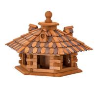 dobar 45310e Mangiatoia casa rustici in Stile Blocco casa con Tetto in Legno, Casetta per Uccelli con 6 Fori d' Ingresso, Pino, XXL, Marrone