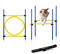 dobar 50808 - Set per Salto Agility, Composto da 4 sbarre e matassa per salti 100 x 76 cm, Giallo/Blu