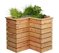 dobar 58280FSCe - Aiuola rialzata ad Angolo da Giardino, a Forma di L, con Pellicola per Piante, 78 x 78 x 73 cm, Colore: Naturale