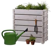 dobar 58441FSCe - Aiuola rialzata con Sistema a Incastro, 79 x 37 x 79 cm, in Pino, Colore: Bianco