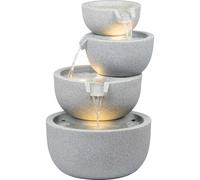 dobar® Fontana da giardino Rama con illuminazione a LED - fontana a 4 livelli in PE riciclato - cascata per la decorazione del giardino - 51 x 46,5 x 72,5 cm - grigio pietra