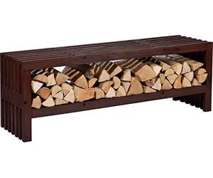 dobar® Green Label 29105FSCe - Panchina da giardino Svensson con scomparto per legna da ardere, moderna panca con vano portaoggetti in legno di pino massiccio, design moderno, 138 x 32 x 45,5 cm,