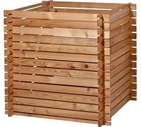 dobar® Green Label 58630FSCe - Compostiera Lärchi, in legno con sistema a incastro, contenitore quadrato per compost in legno massello, 420 l, kit da costruzione, 79 x 79 x 79 cm, colore naturale