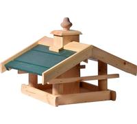 dobar Green Label® - Casetta per uccelli Kulusuk con tetto verde, mangiatoia per uccelli selvatici, in legno, 39 x 30 x 22 cm, pino