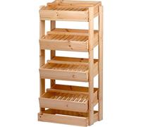dobar Green label - Scaffale per frutta e verdura, in legno, per frutta e verdura con 4 scomparti, con 4 scatole impilabili, 53 x 35 x 116 cm, colore naturale