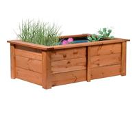 dobar® Kubus - Laghetto da Giardino in Legno Massiccio, 200 l, per Terrazze/Balconi, con Pellicola, 120 x 72 x 42 cm, Marrone