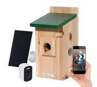 dobar® Nido Eazy con telecamera WiFi e pannello solare - Birdwatching con supporto per nidificazione in legno e app - Ø 30 mm foro - verde