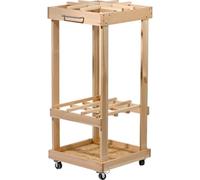 dobar® Organizer per attrezzi da giardino su ruote - Supporto portatile da giardino in legno - Scaffale portautensili da giardino girevole per giardino, garage e capannone - 38 x 38 x 86 cm
