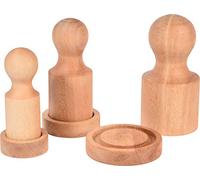 dobar pentole 3 x carta/vaso da fiori stampa grande in legno, rotondo, diametro 7 cm 9 cm 11 cm, in faggio oliato Beige