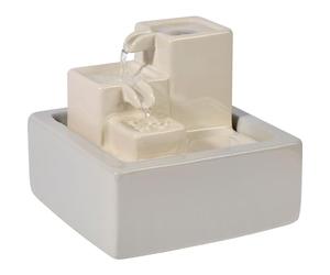 dobar® Piccola cascata a tre stadi in ceramica design pietra - fontana interna pompa interna - 19 x 19 x 16,5 cm - Bianco
