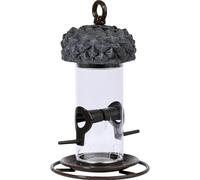 dobar® Piccola colonna per mangimi a forma di lucciolo, in metallo, elegante mangiatoia per uccelli da giardino, mangiatoia per uccelli selvatici, noci, semi