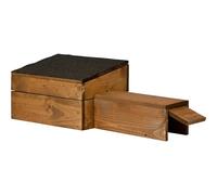 dobar® Rifugio per riccio con ingresso lungo a prova di gatto, capanna per riccio con tetto in bitume, tetto rimovibile, 74,5 x 29 x 24 cm, colore marrone