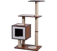 dobar Sammy - Mobiletto XXL per Gatti con 5 colonne tiragraffi, 4 superfici, Cuccia per Gatti, 68 x 40 x 120 cm, Marrone/Bianco
