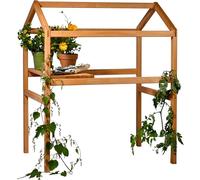 dobar® Supporto per pomodori e fragole con ripiano, in legno per aiuola rialzata, Kubus, 2,0-74 x 54 x 89 cm, marrone