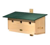 dobar® VOBU - Nido speciale in legno per passeri, 3 in 1, per i passeri, con alette per la pulizia, in pino, 50 x 22 x 30 cm, colore: Verde