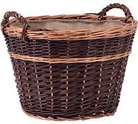 dobar zweifarbiger camino legno cestino in vimini, con iuta ausgekleidet, Marrone Scuro, 50 x 50 x 34 cm