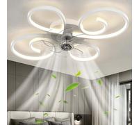 Dobecd Ventilatore da Soffitto con Luce Telecomando Silenzioso Lampadario con Ventilatore Funzione Memoria Dimmerabile 6 Velocità Reversibile Ventilatore Soffitto Con Luce Adatto Pranzo，Bianco