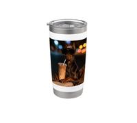 Doberman Bere Caffè Ghiacciato Indossare Occhiali Da Sole Bicchiere termico in acciaio inox doppia parete