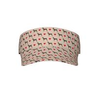Doberman Dog con Cuori Sport Visiera Parasole Cappelli Regolabile Vuoto Berretto da Baseball Protezione UV Visiere da Tennis per Donna Uomo Nero