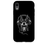 Doberman Pinscher con cuffie DJ Musica Dog Lover Custodia per iPhone XR