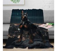 Doberman Pinscher Coperta Stampata in Cane da compagnia 3D Per I Regali Per Le Ragazze Ragazzi Tutte Le Stagioni Morbido Accogliente Peluche Coperte 60x80inch(150x200cm)