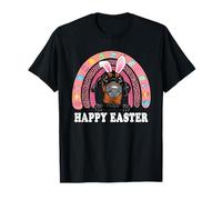 Doberman Pinscher Dog Easter Bunny Egg Hunting Boho Rainbow Maglietta
