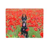 Doberman Pinscher nel fiore, Tappetino in gomma per coperchio superiore del microonde, 46 x 36 cm, resistente al calore, protezione per piano cucina.