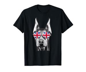 Doberman Pinscher - Occhiali da Sole con Bandiera del Regno Unito Maglietta