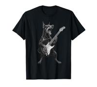 Doberman Pinscher Suonare la Chitarra Rock Music Dog Lover Maglietta