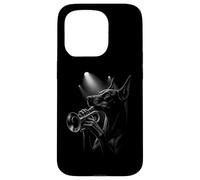 Doberman Pinscher Suonare la tromba Jazz Music Dog Lover Custodia per iPhone 15 Pro