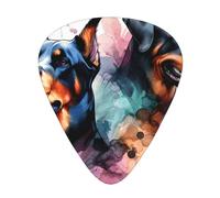 Doberman-Rottweiler-Watercolor - Confezione da 12 plettri per chitarra con 3 spessori e scatola portaoggetti, plettri in ABS per basso elettrico