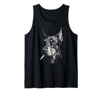 Doberman Smoking Cane Sigaretta Vintage Doberman Meme Divertente Canotta