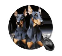 Doberman, tappetino per mouse rotondo, scorrevole, per gaming, ad alta densità, portatile, comodo, per scrivania, casa, ufficio, 19 x 20 cm