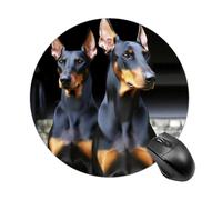 Doberman, tappetino per mouse rotondo, scorrevole, per gaming, ad alta densità, portatile, comodo, per scrivania, casa, ufficio, 19 x 20 cm