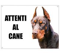 DOBERMANN attenti al cane mod 4 TARGA cartello IN METALLO (20X30)