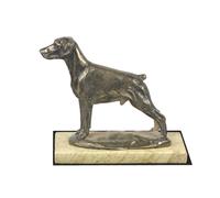 Dobermann Tipo 2 - Figura Con Cane Su Sandigem Marmo Art Dog
