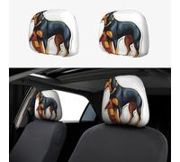 Dobermpinscher Standing Next Car Seat Headrest Protector Car Poggiatesta Coperture 2 Pezzi Elastico Universale Fit Most Veicoli Accessori Interni Auto per Donne Uomini