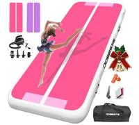 DOBESTS Airtrack Tumbling Matte, tappetino da ginnastica con pompa ad aria, 2/3/4/5/6m tappetino da allenamento con borsa per il trasporto (rosa e viola, 600x100x20 cm)