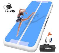 DOBESTS Airtrack Tumbling Matte, tappetino da ginnastica con pompa ad aria, tappetino da allenamento con borsa per il trasporto, tappetino da ginnastica per casa (blu, 600x100x20 cm)