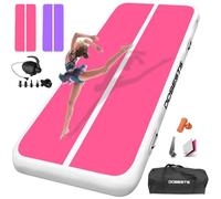 DOBESTS Airtrack Tumbling Matte, tappetino da ginnastica con pompa ad aria, tappetino da allenamento con borsa per il trasporto, tappetino da ginnastica per casa (rosa e viola, 400x100x15 cm)