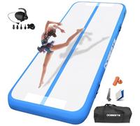 DOBESTS Airtrack Tumbling Matte, tappetino da ginnastica con pompa ad aria, tappetino da allenamento con borsa per il trasporto, tappetino da ginnastica per casa (blu, 500x100x10 cm)