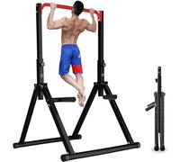 DOBESTS Power Tower Dip Station,Pieghevole Barra per trazioni autoportante，Regolabile MultifunKtional Pull Up Station Attrezzi Palestra Casa,Attrezzatura per Allenamento della Forza（011，red）