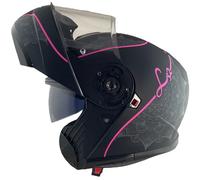 DOBLE XX LS2 Helmet Casco Abatible Strobe 2 Taglia S (55/56) Rosa Fluor e Nero Opaco KPA con 22.06 e Omologato P/J